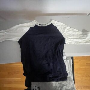 Champion Navy and White Athletic 3/4 Sleeve Raglan TShirt